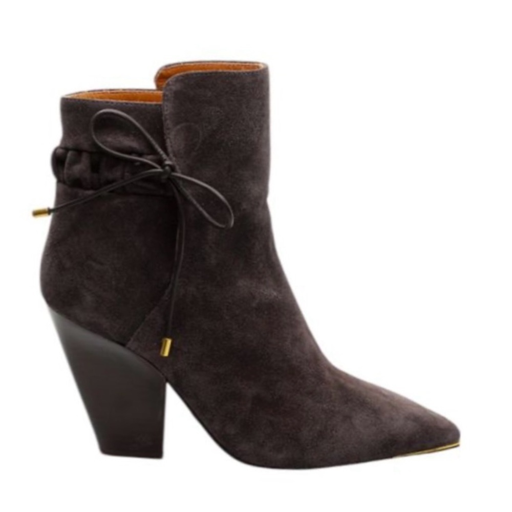 Tory Burch New Lila Ankle Boots Size 8.5 Brown Leather Suede 90s Scrunch - Picture 12 of 16